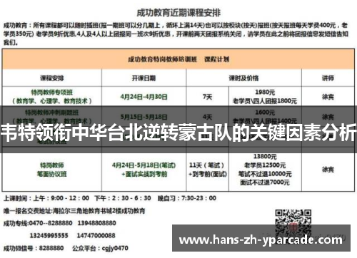 韦特领衔中华台北逆转蒙古队的关键因素分析